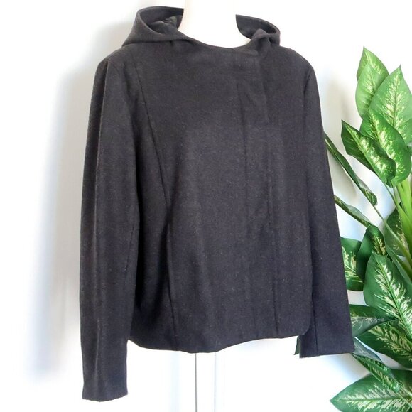 J. Crew Charcoal Grey Wool Long Sleeve Short Coat with Hood Size L Large - Picture 9 of 9